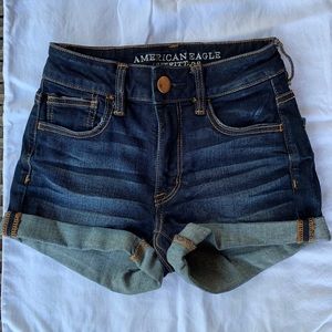 American Eagle High Rise Shortie Demin Shorts 00